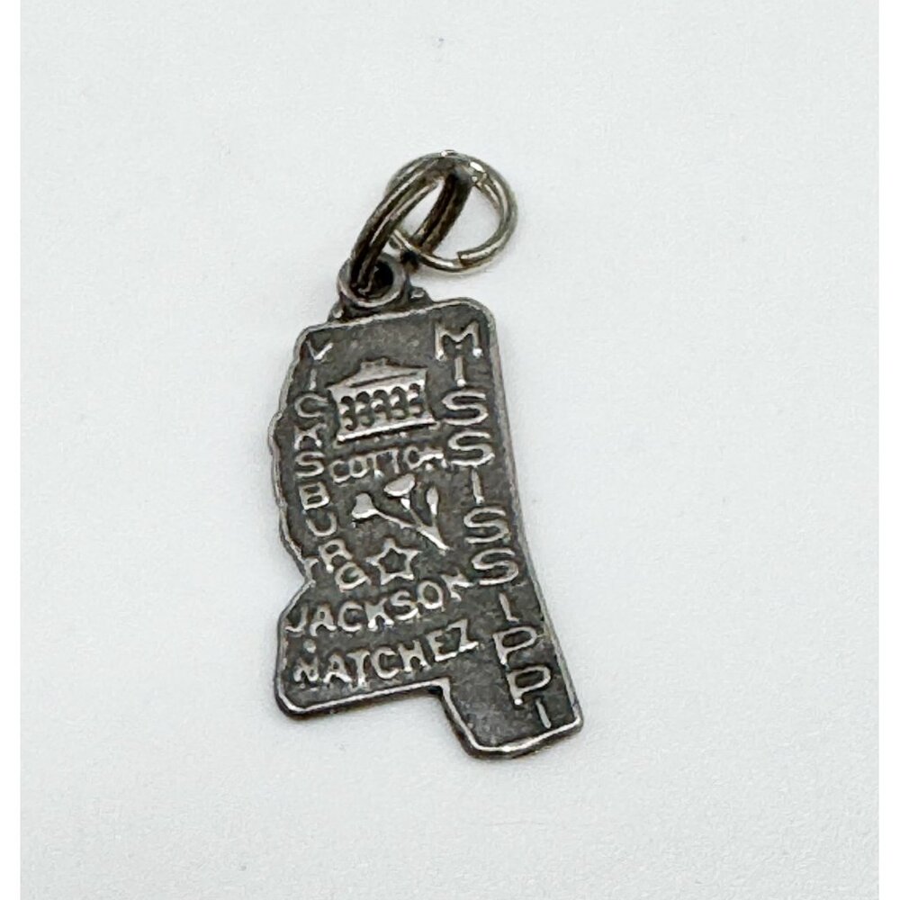 Sterling Silver 925 Mississippi State Jackson Natchez Necklace Pendant
